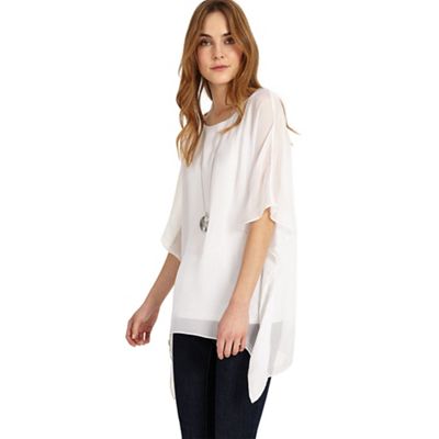 White maggie asymmetric silk blouse